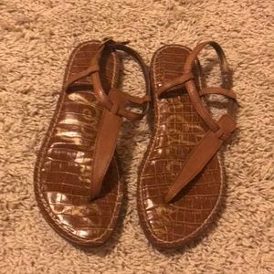 Brown, thong, leather sandals, size 6.5
